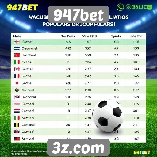 Estatísticas de jogos mais populares na 947bet